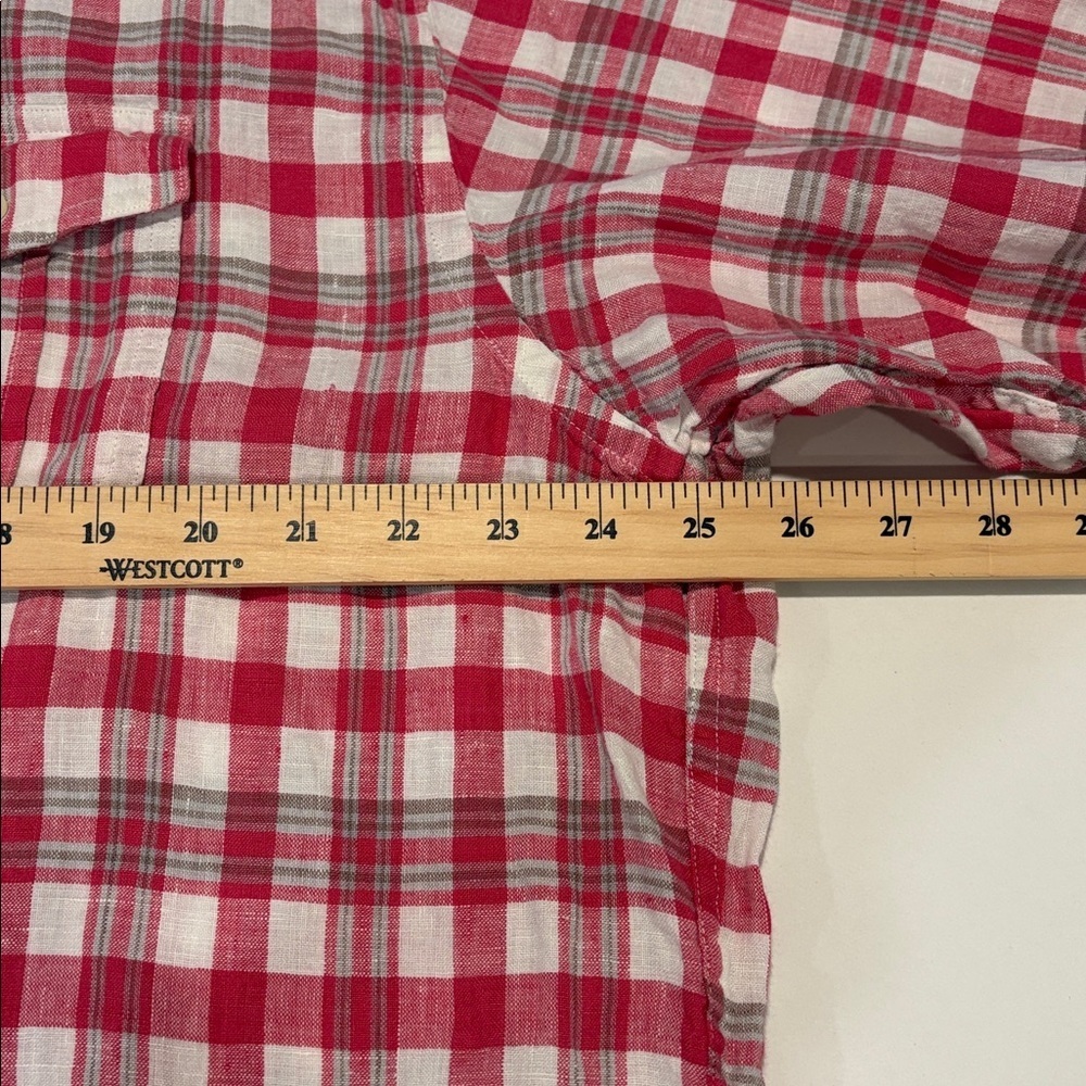 Brooks Brothers Linen Red and White Checkered Military Shirt Size XL - Picture 6 of 11